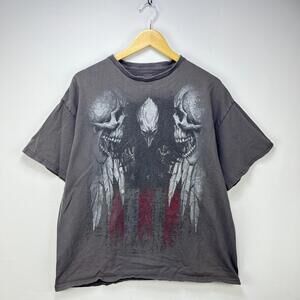 Vintage Y2K MMA Elite Skull Alien Faded T Shirt XL